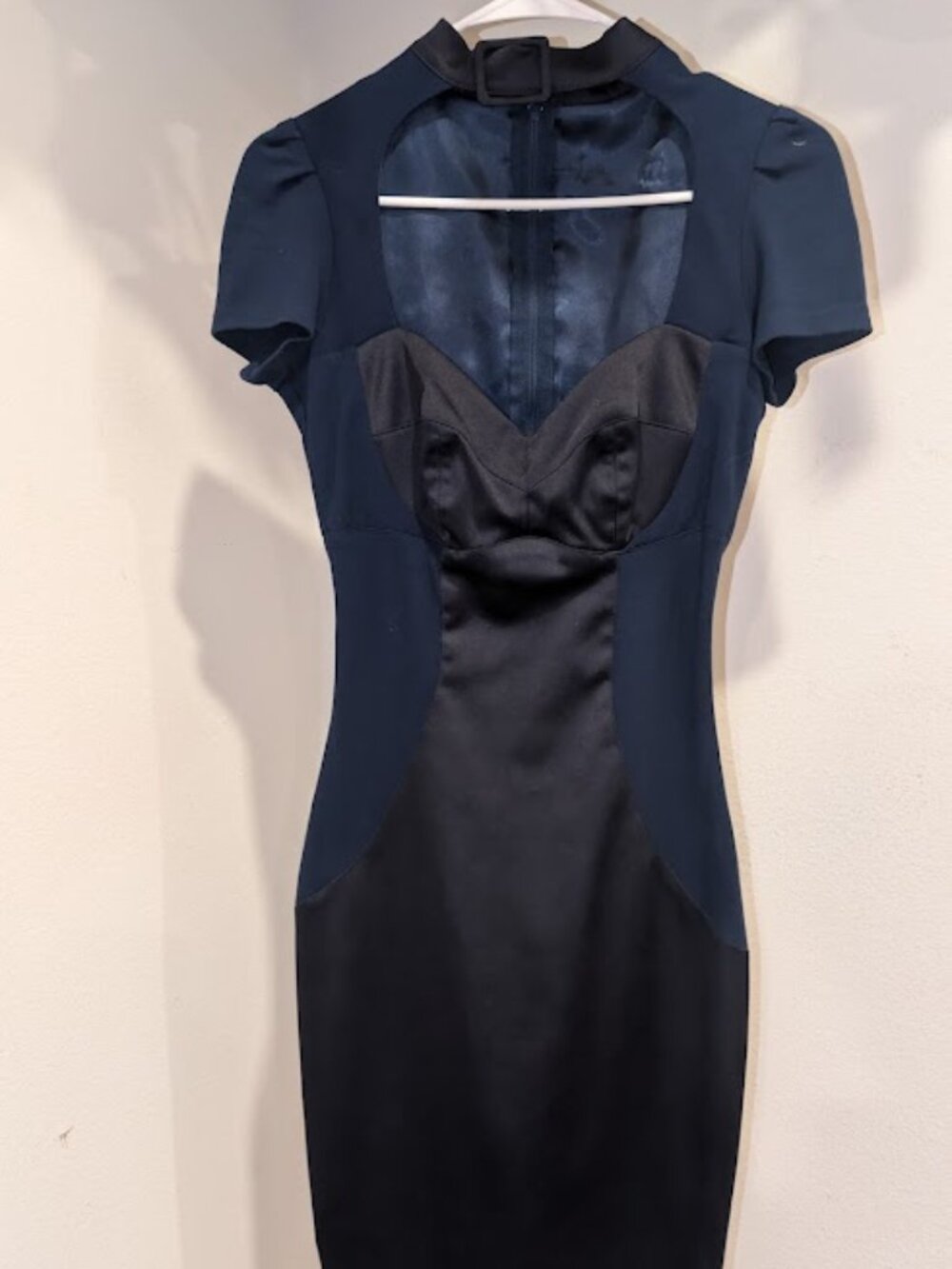 Pinup Couture Laura Byrnes Navy Blue Wiggle Cocktail Dress Discontinued